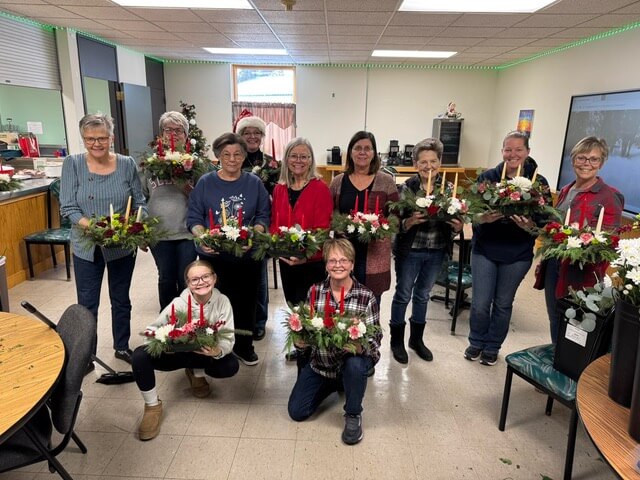 Seniors with their finished crafts
